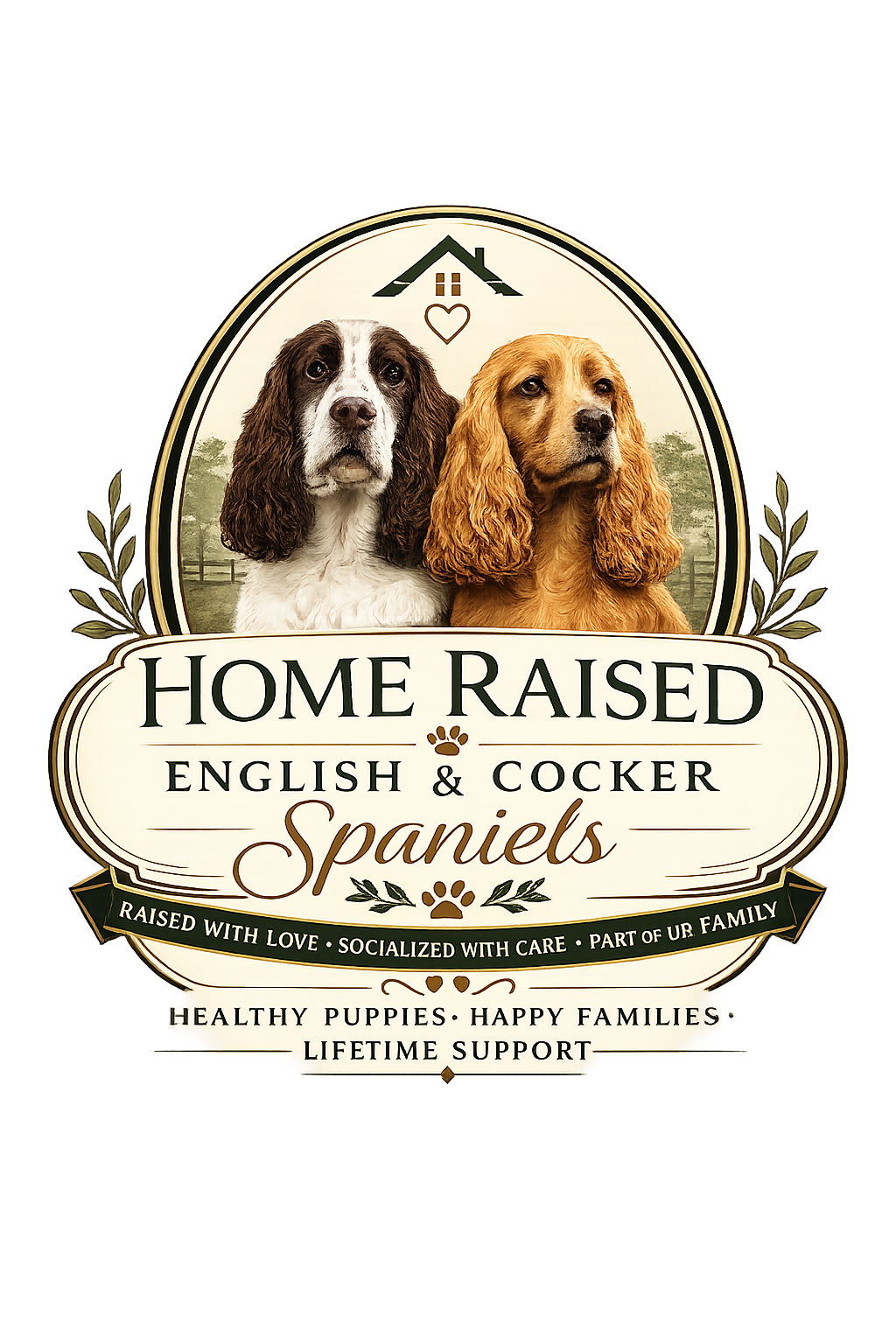 home raised English and cocker spaniels